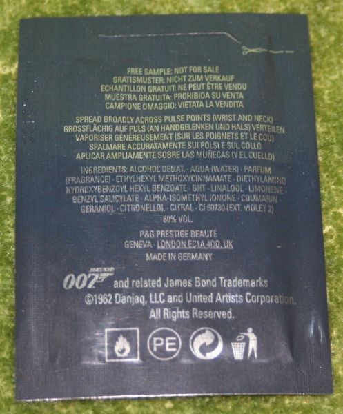007 fragrence sample